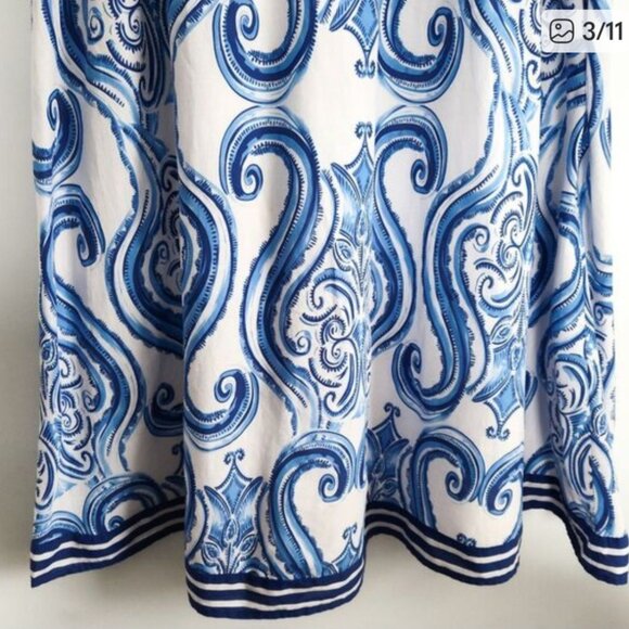 Soft surroundings white blue boho Beachy Cottagecore Lined Paisley Skirt M - Picture 6 of 8